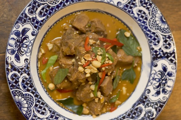 Penang Curry with Braised Beef Shin, Green Peppercorns and Basil