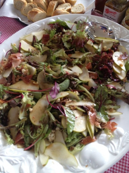 My cousin's salad of pear, blue cheese and caramelised walnuts