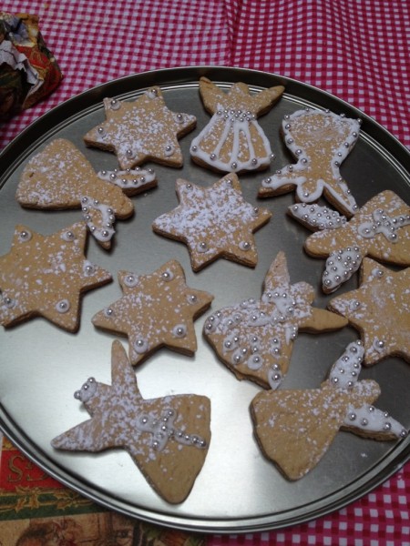 Austrian Christmas Biscuits made by my cousin and served on the lid of the tin!