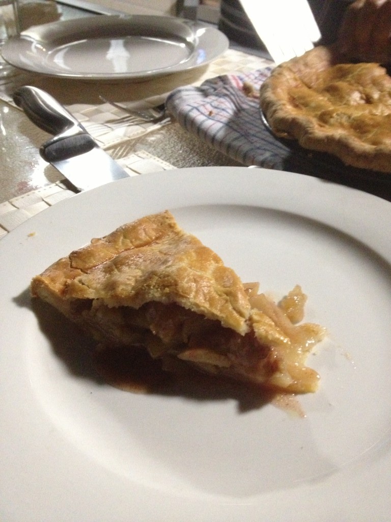 Maureen made a wonderful apple pie with homemade vanilla bean ice cream