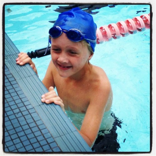 He's finished his first ever 50m Breast Stroke race