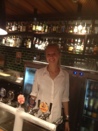 Look who's behind the bar.  And I ironed that shirt.  