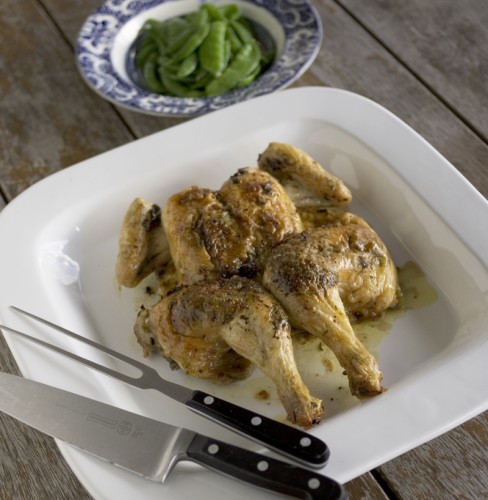 Herby Roast Chicken with steamed greens