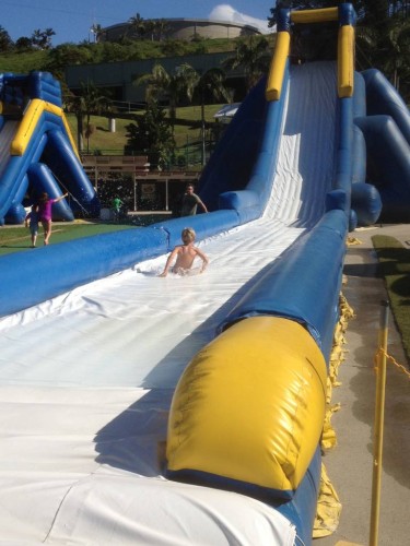 Hurtling down the slide