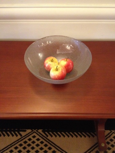 Complimentary apples so you don't have to steal from the buffet