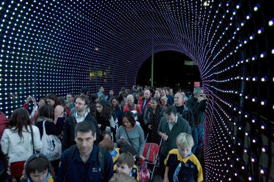Walking through the tunnel of lights - beware the prams, strollers and scooters