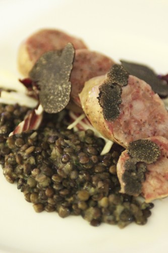 Secondo:  Traditional poached pork sausage with lentils