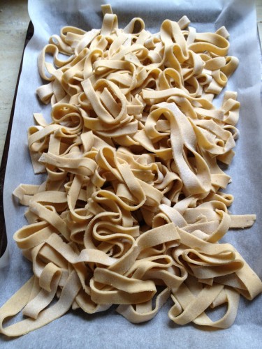 Home-made fettucini (but it's too thick!)