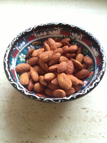 Tamari almonds.  We make our own by tossing the organic almonds in tamari then placing for a few minutes in a hot oven.  