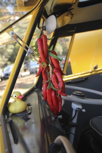A few heated chillies hanging from the combi