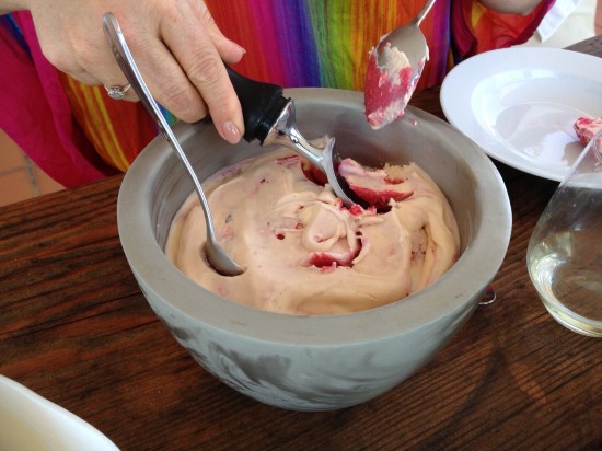 Raspberry Ripple.  Vanilla ice cream swirled with raspberry sorbet.  