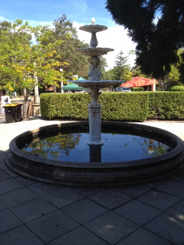 One of the fountains in the Village Square