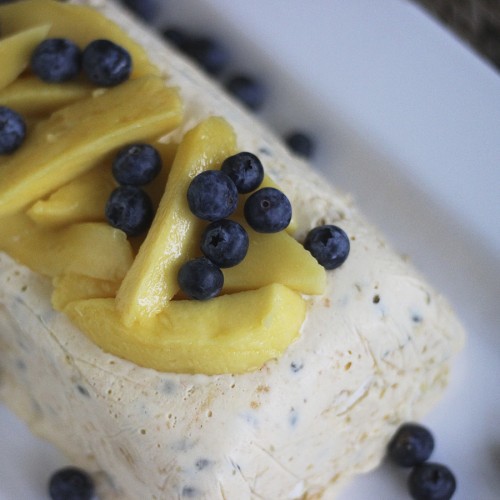 Passionfruit Semifreddo made with meringues and lemon curd