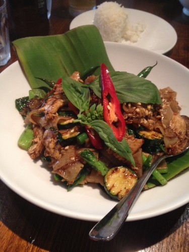 Pad Kee Mao with Chicken $18.50