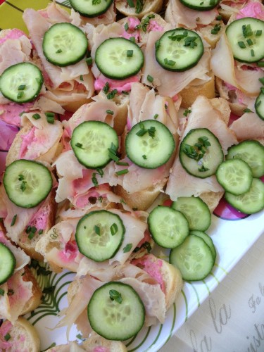 Baguettes with ham and cucumber
