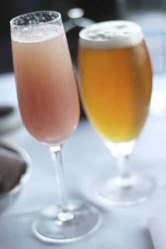 A Bellini and an ale