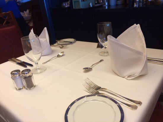 The table setting in the Vista Restaurant
