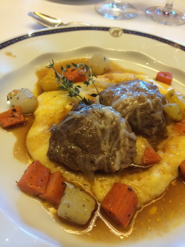 Braised Veal Cheeks with Parmesan Polenta.  Wasn't able to eat this.  The veal cheeks were very viscous and tough.  