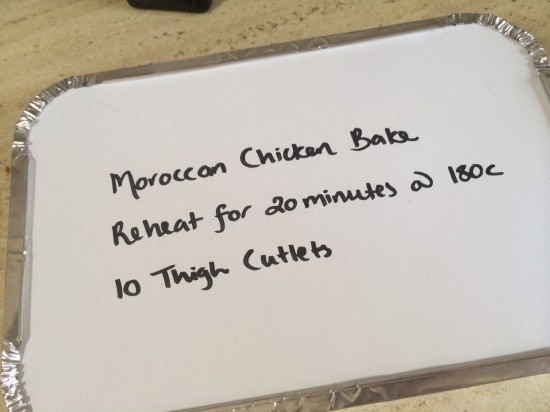 Labelling the meal in a takeaway container