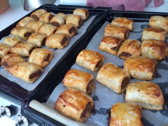Sausage rolls straight from the oven