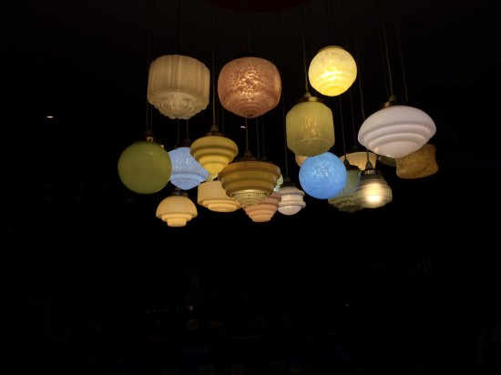 A mass of pretty lights inside the cafe