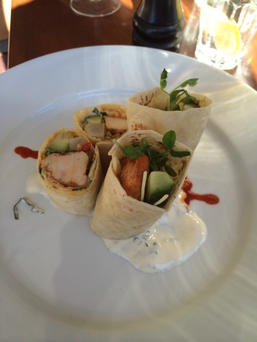 Tandoori wrap with pickled daikon, cucumber and minted yoghurt dressing $12.50