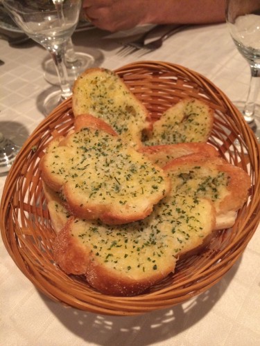 Complimentary garlic bread