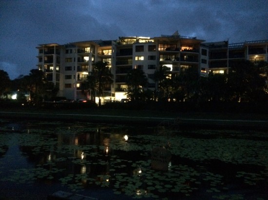 A view of the resort from the lake