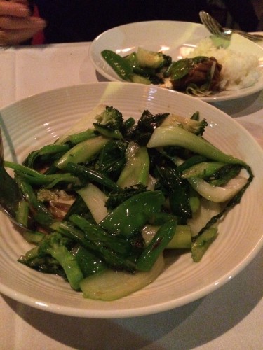 Steamed green vegetables