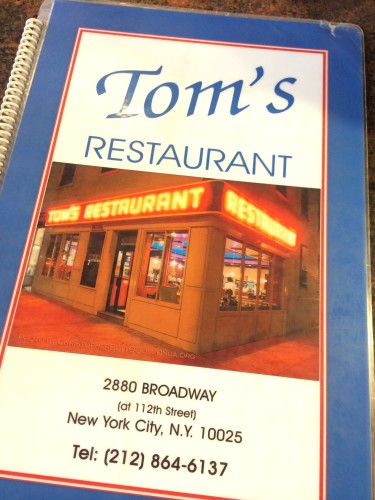The menu featuring the famous angle of the restaurant that appears in Seinfeld