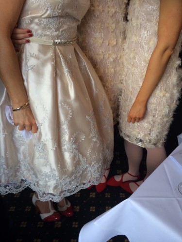 Stunning fabric on the bride's dress