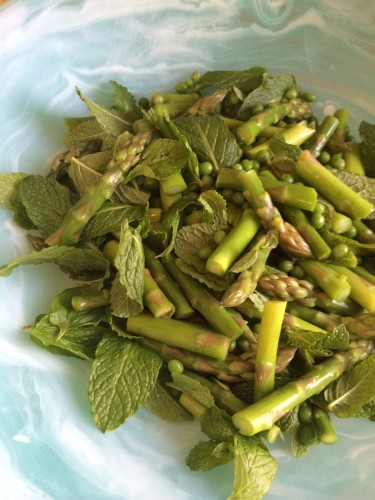Asparagus, peas and mint
