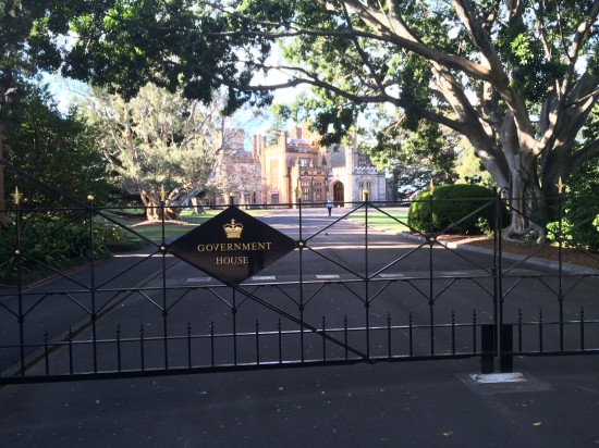 Closed gates to Government House