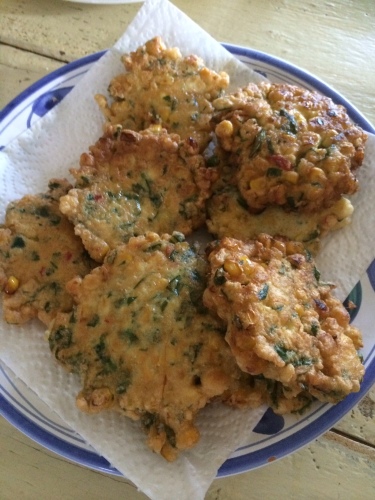 Corn fritters ready to serve