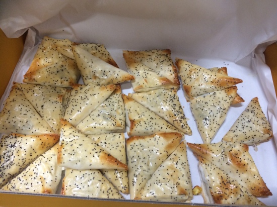 Hand made spinach and cheese triangles