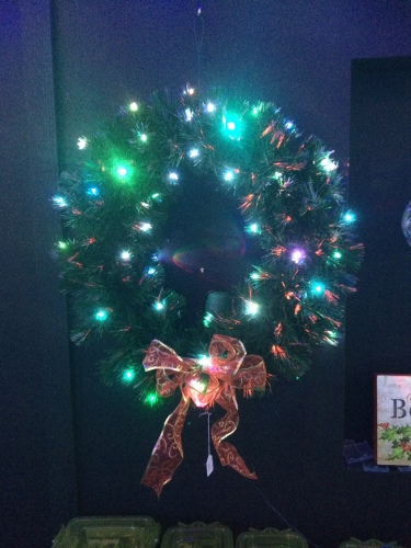 A wreath with lights