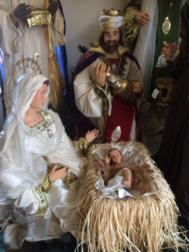 Mary with her newborn, baby Jesus
