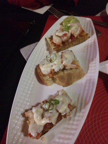 Lobster tapas on home-baked bread 