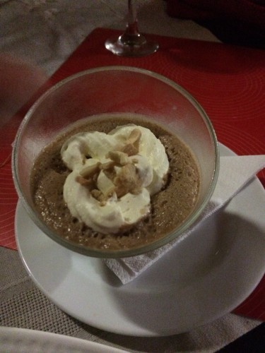 Chocolate Mousse with Chantilly Cream: 900 vt ($10.00)