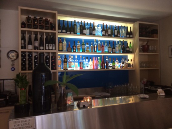 A 'Grecian Blue' backlit bar