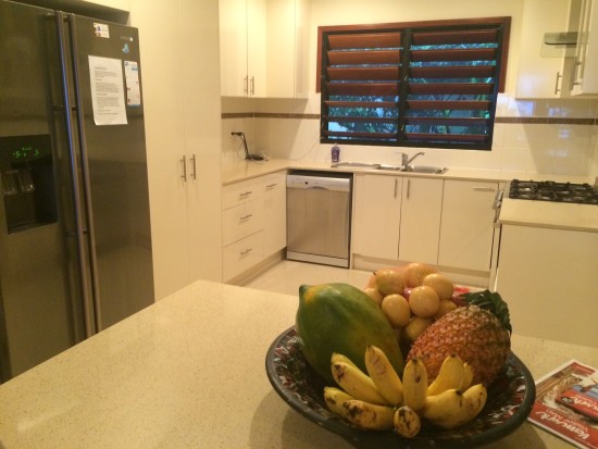 Complimentary fruit basket and a spacious kitchen 