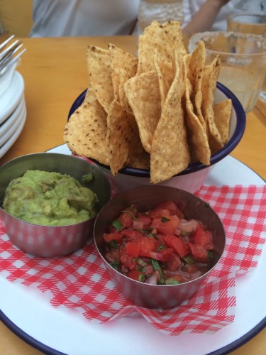 Corn chips with guacamole and salsa $12.00 