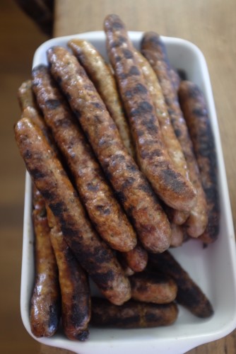A mixed selection of sausages