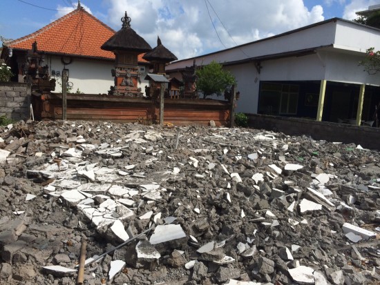 Rubble on a building site in Seminyak