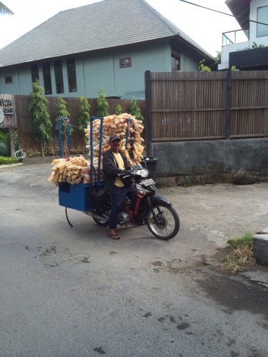 Motorbikes are also used to carry big loads