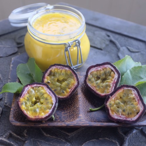 Passionfruit Curd with fresh passionfruit