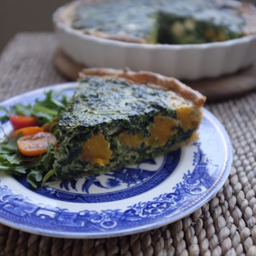 Roasted pumpkin, sage and spinach quiche