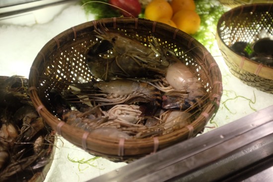 Baskets of fresh seafood