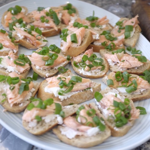 Smoked trout on bread with cream cheese