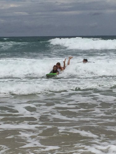 Cousins surfing together 